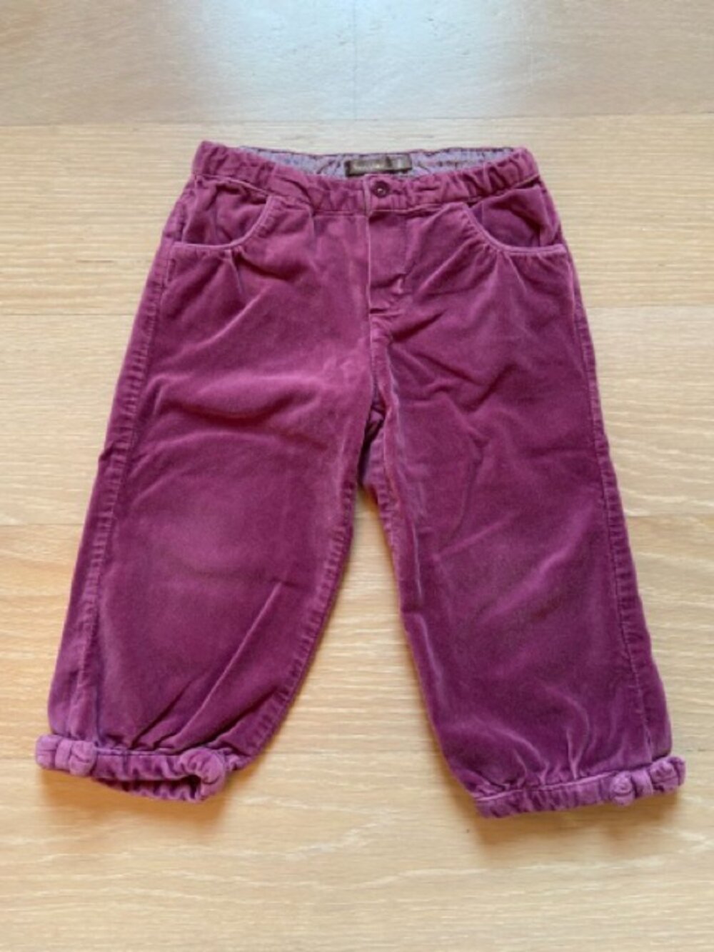 Monoprix, french brand, violet cotton velvet cropped pants, size: 18 months
